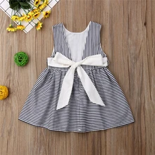 Милое летнее Полосатое мини-платье для девочек новое модное хлопковое милое платье без рукавов с высокой талией и открытой спиной для девочек