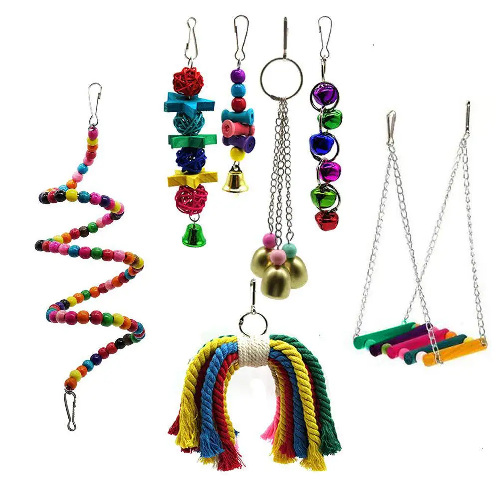 

7PCS Combination Parrot Toy Bird Articles Parrot Bite Toy High Quality Bird Toys for Beak and Claws of Bird