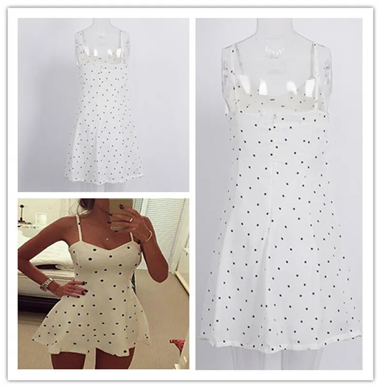 

Chiffon Summer Dress Polka Dot Boho Beach Dress Short Sleeve Dress Mini Sexy