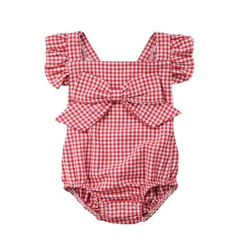 

Newborn Baby Girls Cute Bodysuits Princess Bowknot Plaid Little Kids Jumpsuits Fashion Backless Toddler Kids Sunsuit Clothes