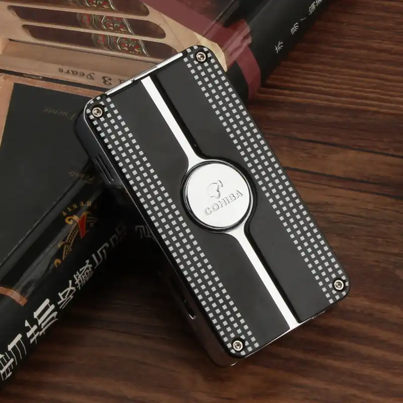 Cohiba сигарная зажигалка 3 фонарь ветрозащитная газовая огнеупорная струйная Зажигалка со встроенным сигары Дырокол резак - изображение