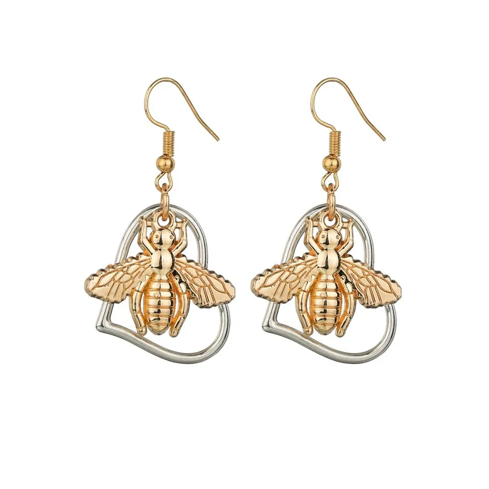 

Fashion New Cute Bee Hollow Heart Drop Earrings Female Handmade Wedding Design Earrings Jewelry Earrings As Gift For Women