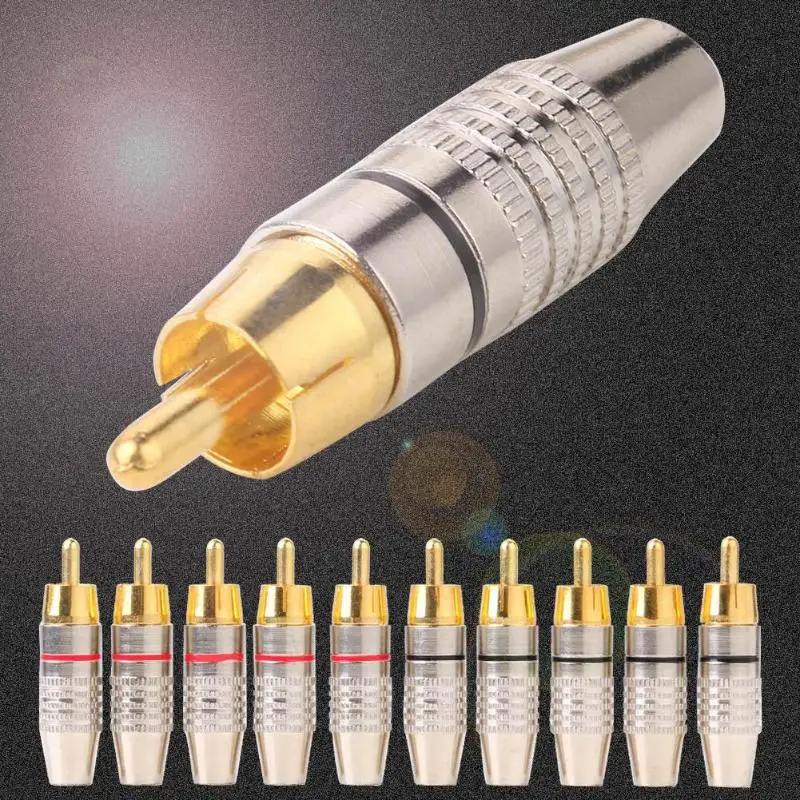 

10pcs RCA Soldering Connector Audio Video Plug DIY RCA Speaker Adapter Plug