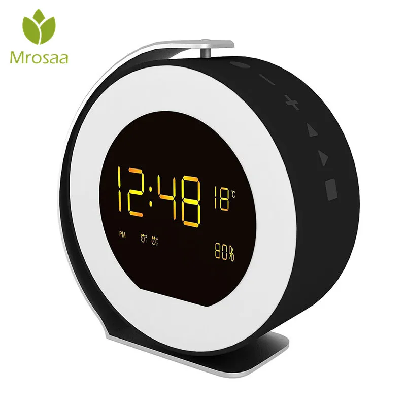 

New Wireless Music LED Alarm Clock bluetooth Sound Box LED Mini bluetooth Audio Time Display Table Desktop Clocks Rotatable