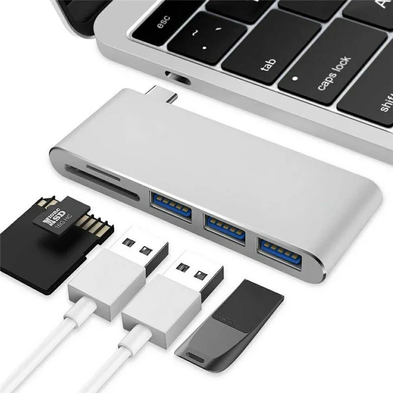 Basix 5 в 1 USB Hub 3,0 Тип-C до 3 Порты USB 3,0 адаптер концентратор с SD/TF Card Reader для MacBook Air ноутбук Usb-C концентратора