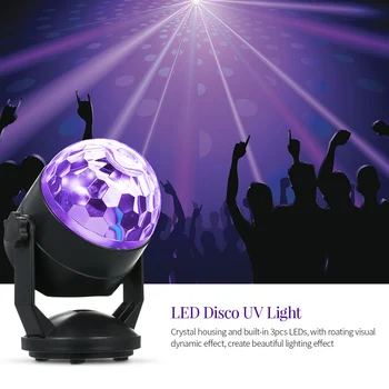 

Party Disco Ball Light LED Ball Lamp 3W LED UV Backlight Wall Mounted Rotating Strobe Stage Lamp Fluorescent Dance Home Stage
