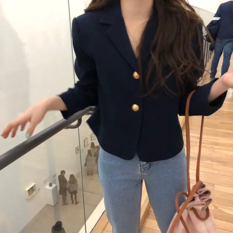 High Quality Spring Autumn Long Sleeve Slim Blazers Women Single Breasted Thin Outwear Notched Casual Solid Short Coats