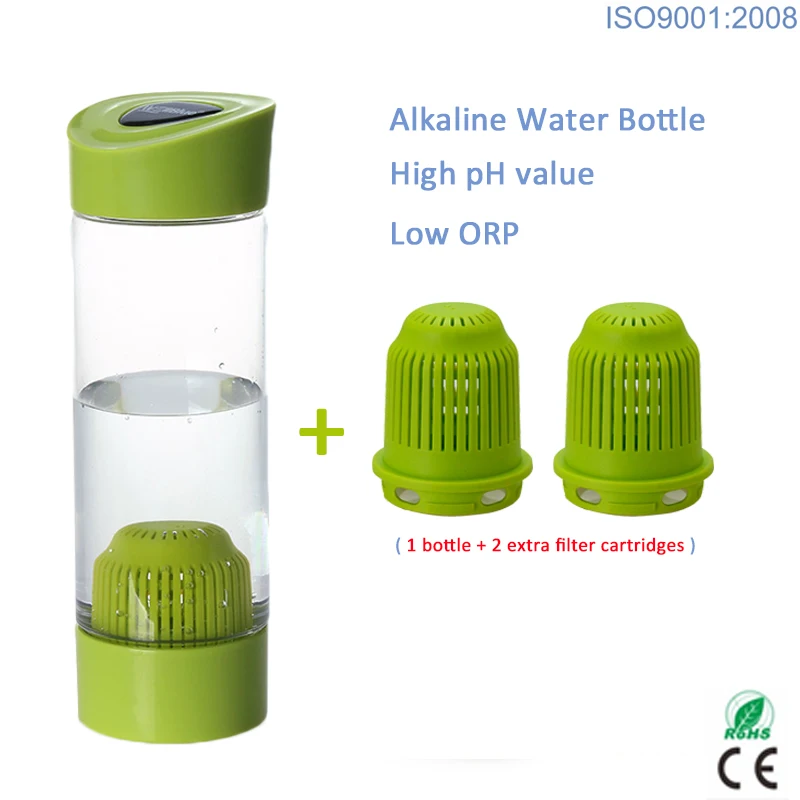 

The Best Portable Alkaline Water Flask Alkaline Water Bottle Ionizer with 2 Extra Replacement Cartridges