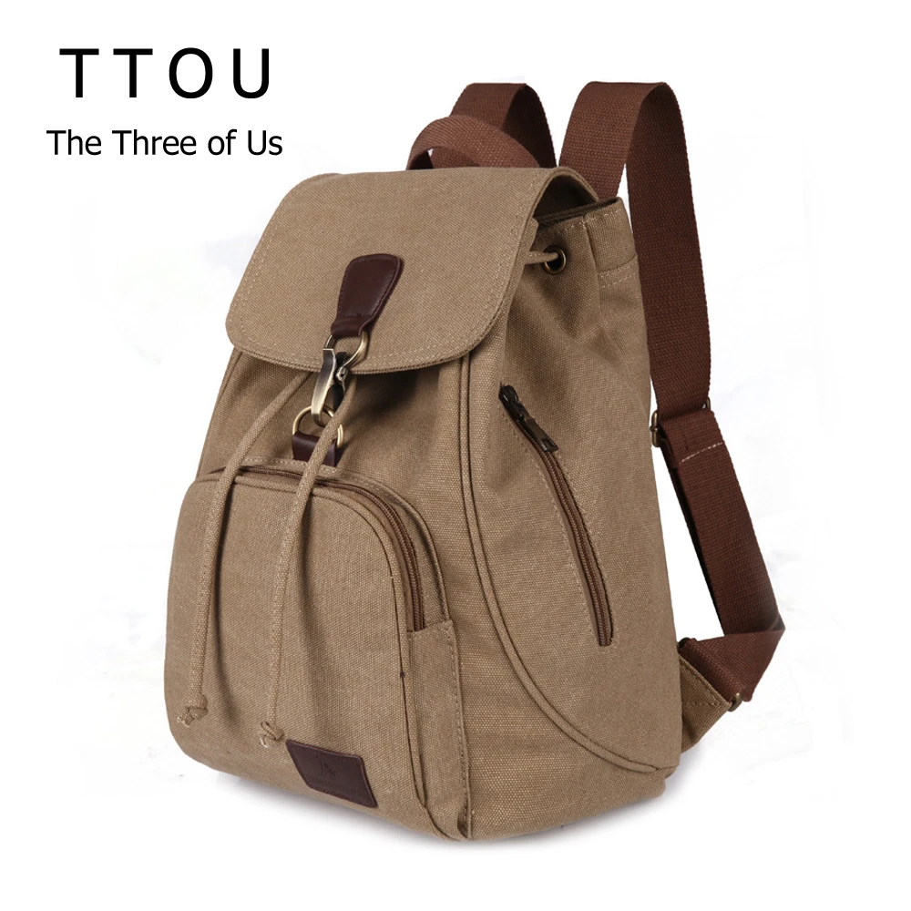 TTOU Canvas Backpack for Women Preppy Style Collage School Backpack for