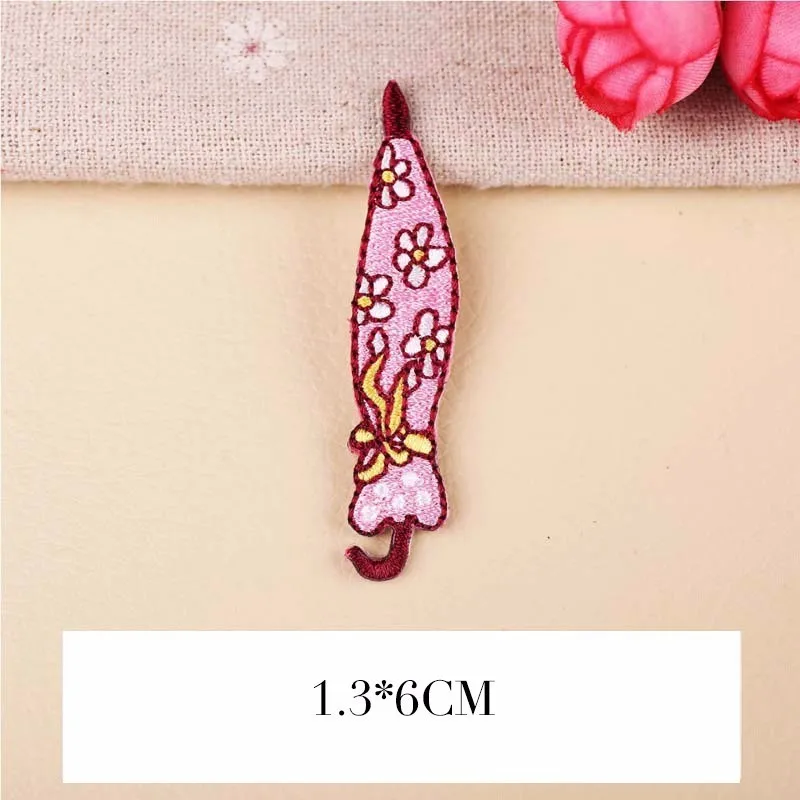 Punk Style Skull Patches Iron On 3D Diy Rose Umbrella Lollipop Embroidery Appliques Sewing Coat Hats Bags Badges Parches