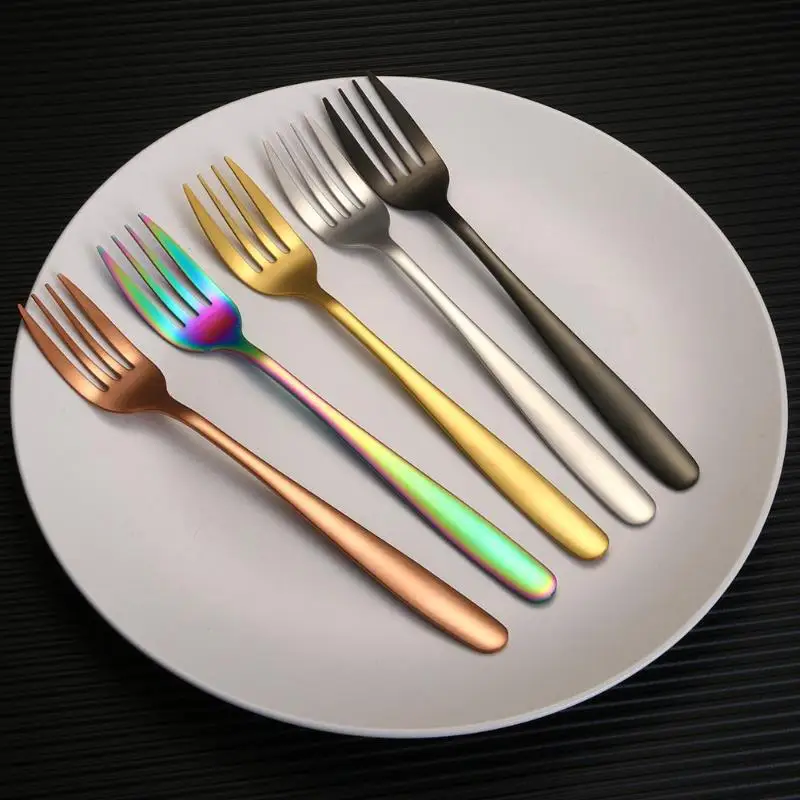 

Stainless Steel Dinner Fork Ice Cream Dessert Bento Picnic Forks Metal Tableware Cutlery Fork Kitchen Gadgets