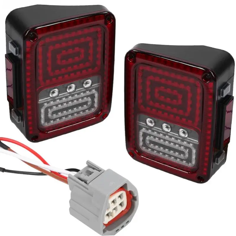 

2pcs Smoked LED Rear Tail Lights Brake Reverse Lamp for Jeep Wrangler JK 2007-2016 Car Truck LED Rear Tail Light Warning Lights