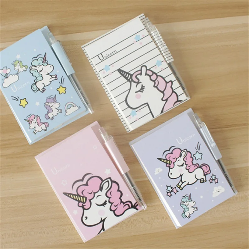 1 шт. милый Единорог блокнот для заметок Kawaii мультфильм липкие заметки с ручкой