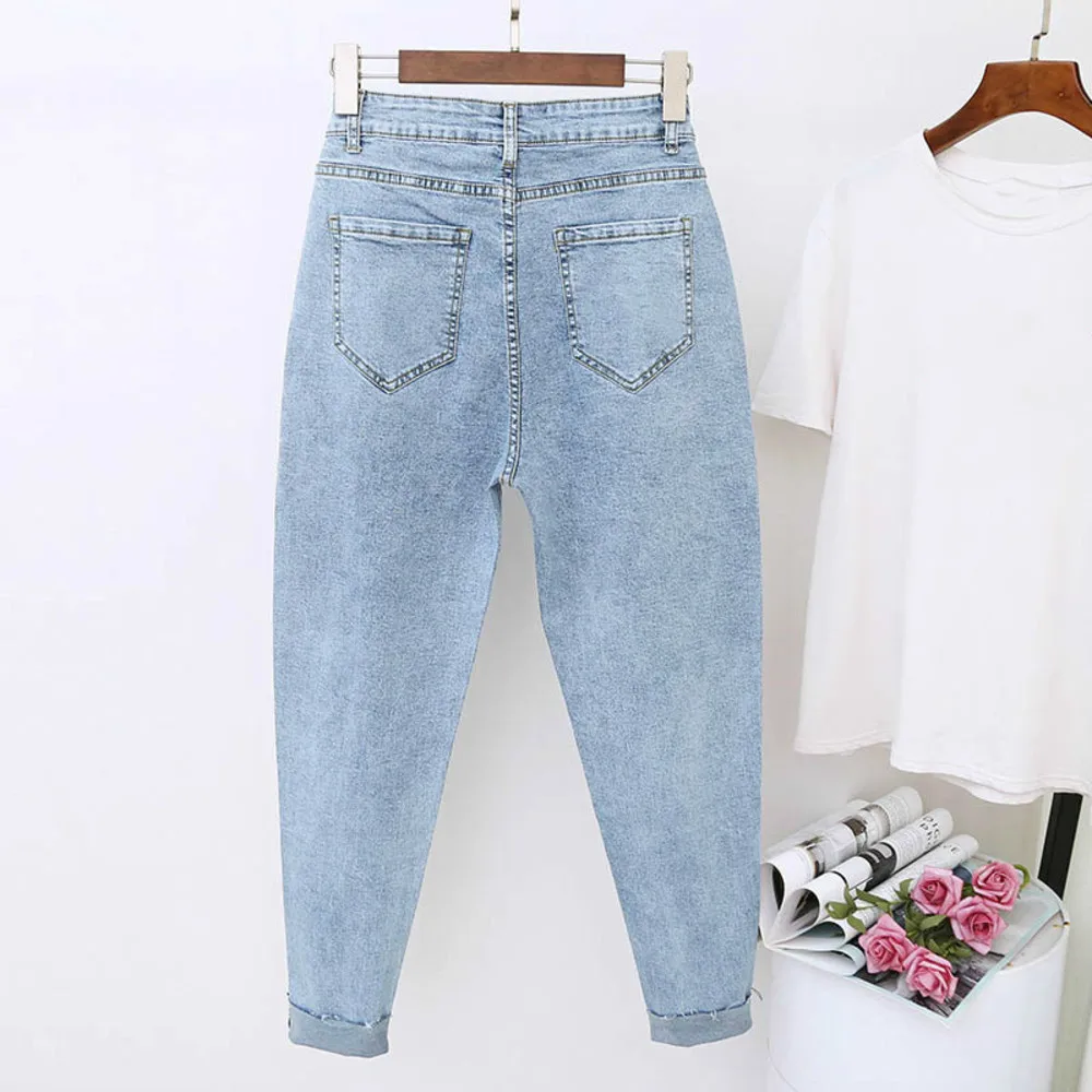 2019 Spring Summer Harem Denim Pants Fashion Women High Waist Female Spring Mom Jeans Pantalones Mujer Plus Size 5XL