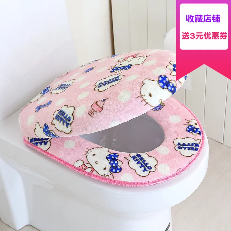 

Cartoon Pedestal Cover Set Sit Household Closestool Pad Cushion Wc Sticky Toilet Mat Seat Commode Velvet Bathroom Accessories