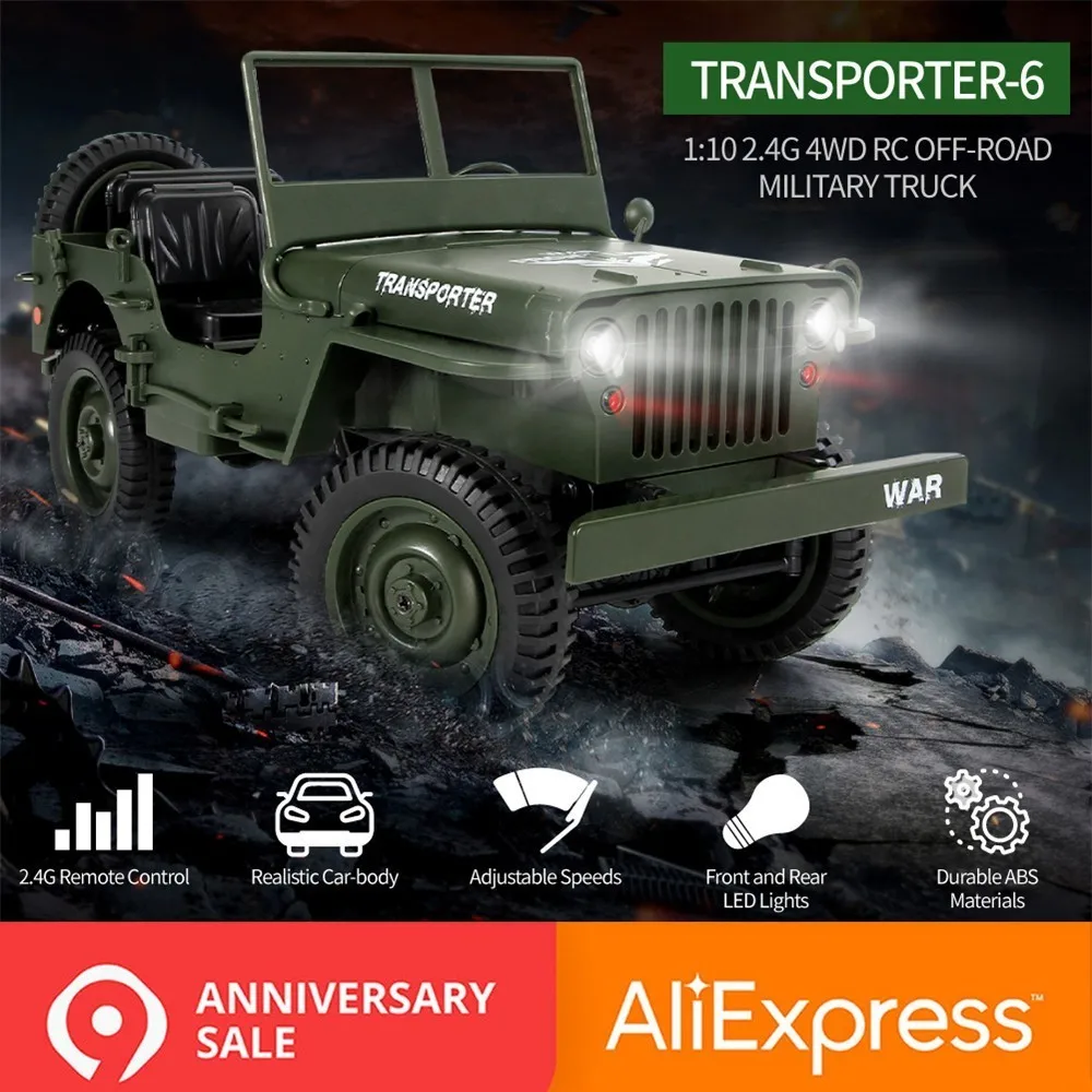 Tanie JJRC Q65 4WD RC samochody zabawkowe 2.4G lampka ze zdalnym sterowaniem Jeep napęd na cztery koła terenowe wojskowe zabawkowe samochody dla dzieci prezent dla dzieci