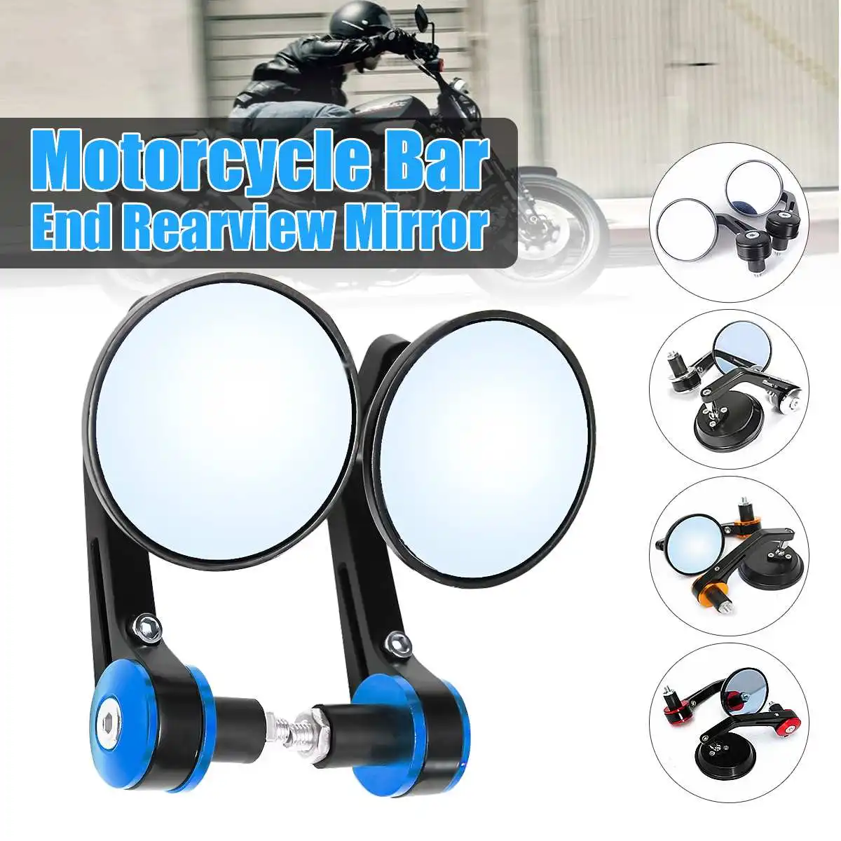 

2pcs Universal 7/8" Round Bar End Rear Mirrors Moto Motorcycle Motorbike Scooters Rearview Mirror Side View Mirrors