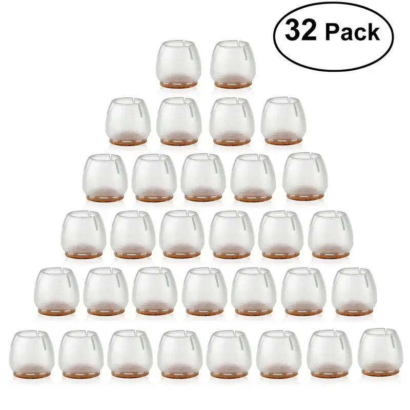

32pcs Silicone Chair Leg Caps Feet Pads Furniture Table Covers Floor Protectors for 25-29MM Round Legs (Transparent+Brown)