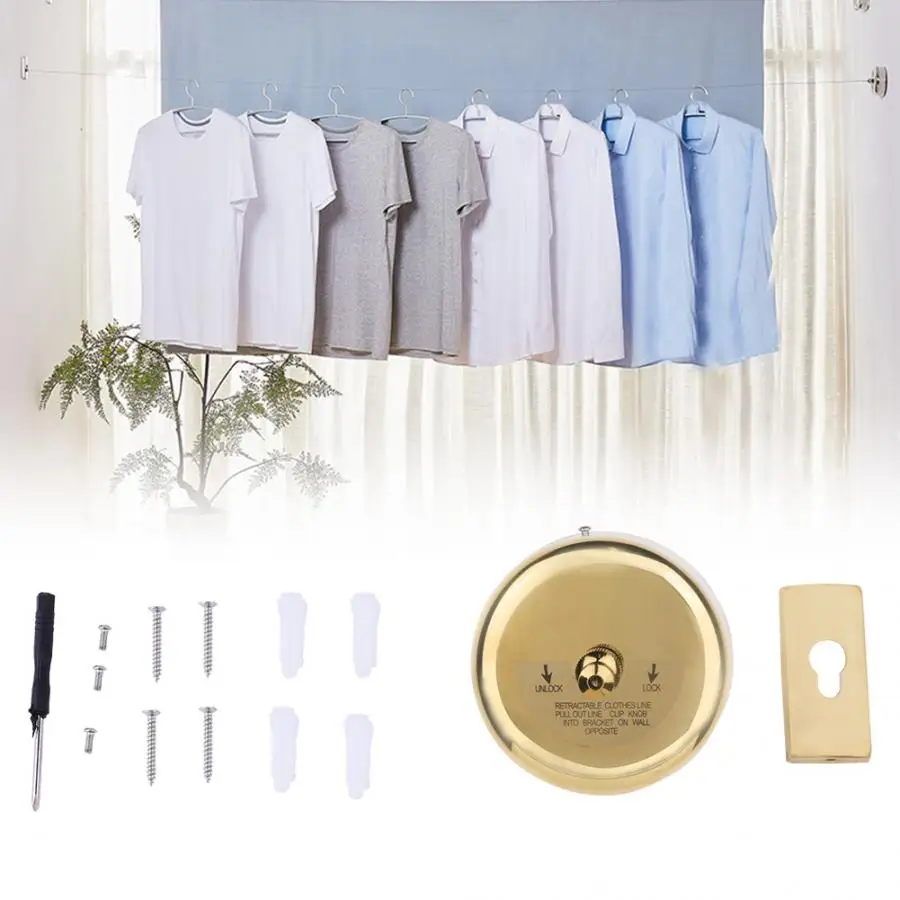 

Stainless Steel Hidden Clothesline Wall Mounted Retractable Folding Washing Line Shower Rack
