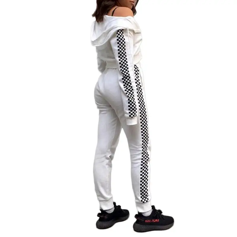 

2PCS Running Sets Womens Hoodies Warm Women Letter Tracksuit Set Thicken Sweat Tops Pants Suit Female Plus Clothing