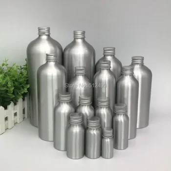 

2pcs 10/30/50/60/80/100ml Aluminum silver empty bottle Screw cap cosmetic jar Sample Perfume essential oil Refillable bottles
