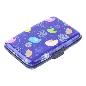 

7 Layers Aluminum Alloy Bird Pattern Print Card Holder Waterproof Organ Type Kawaii Metal Name ID Credit Card Storage Case Box