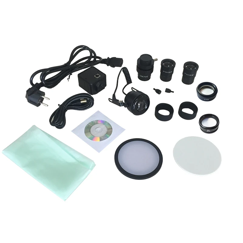 3.5X-90X Digital Zoom Illuminated Industrial Stereo Microscope Trinocular Top Bottom LED Light 5.0MP USB Camera Simul-focal Not