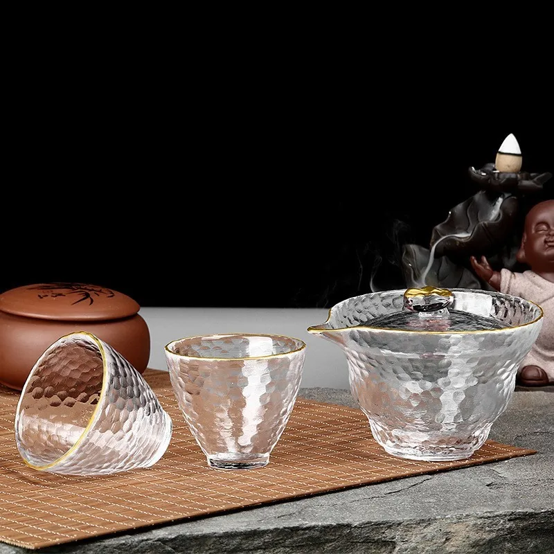 

Kung Fu Tea Cup Have Suit Originality Diamonds Hammer Eye Crystal Golden Rim Glass Grain Tureen Sip Tea Cup Fair Customized