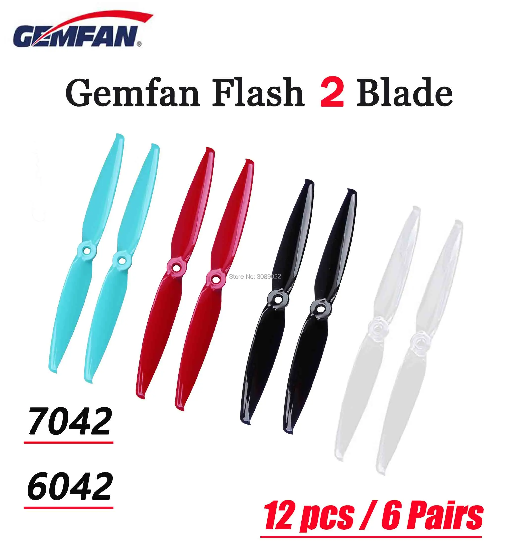 2 Pairs Gemfan Flash 7042 7.0x4.2 PC 2-blade Propeller 5mm Mounting hole 