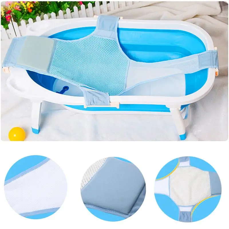 cheap Baby Infant Cross Shaped Slippery Bath Net Antis Kid Bathtub Bath Shower Cradle Bed Seat Net PP And Cotton Home Pink Blue