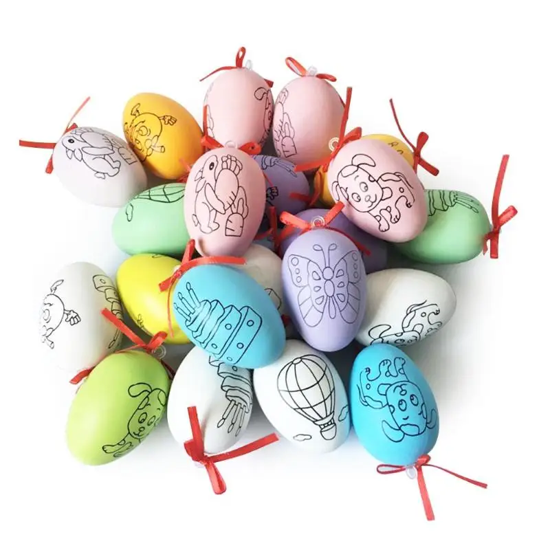 

20pcs Easter Eggs Children Handmade Craft Toys DIY Easter Eggs Cartoon Painted Eggshell Kids Educational Toys Gifts Random Color