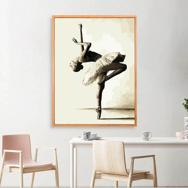 

High Quality 2019 Paint By Number Kit DIY Acrylic Oil Painting On Canvas Ballet Dancer Home Decor
