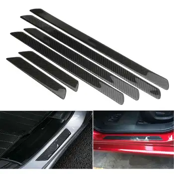 

Pair Universal Car Carbon Fiber Scuff Plate Door Sill Cover Trim Panel Step Protector Guard