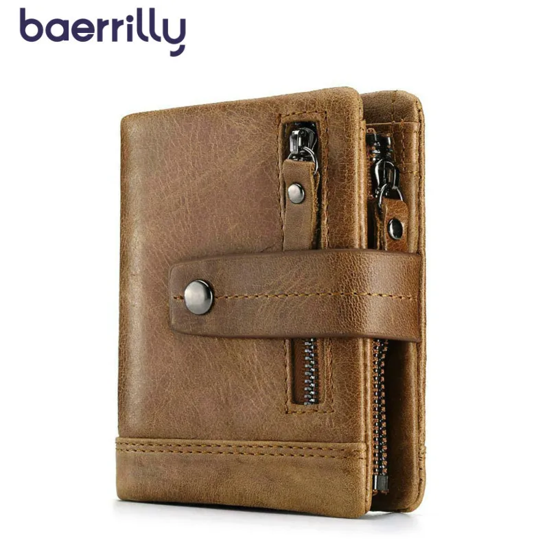 

2019 New Pattern Men Wallets Credit Card Holders With Coin Pocket Zipper Genuine Leather Wallet Money Pocket Small Clutch Bags