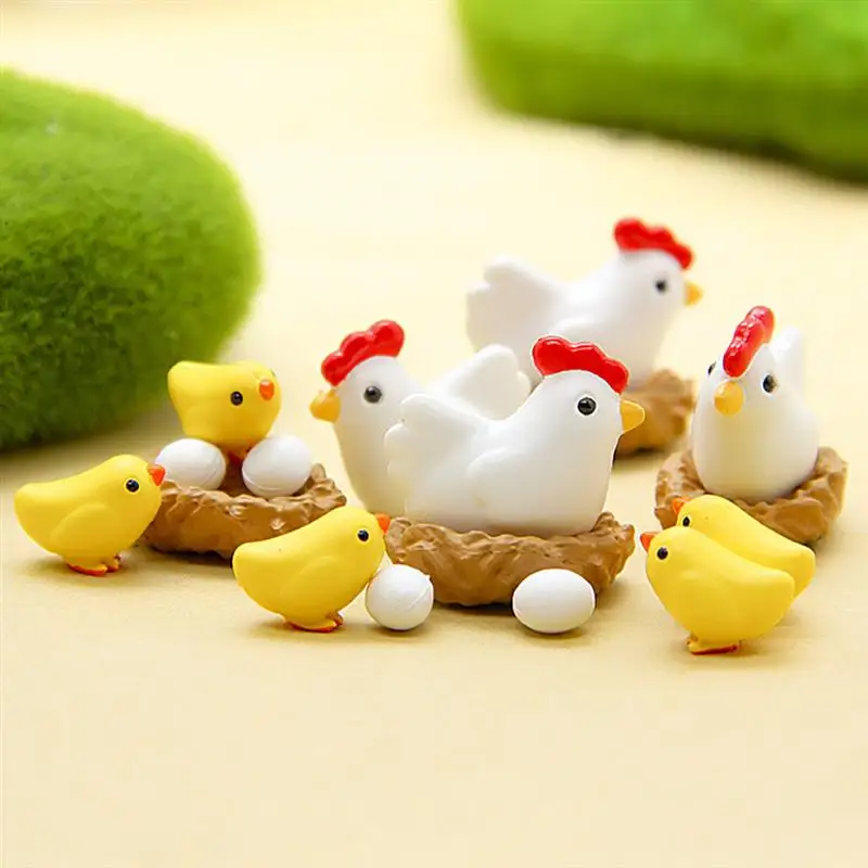 

16pc Miniature Chicken Roost Ornaments Set Resin Landscape Garden Egg DIY Decor Plant Pots Flower Garden Sculptures Decoration