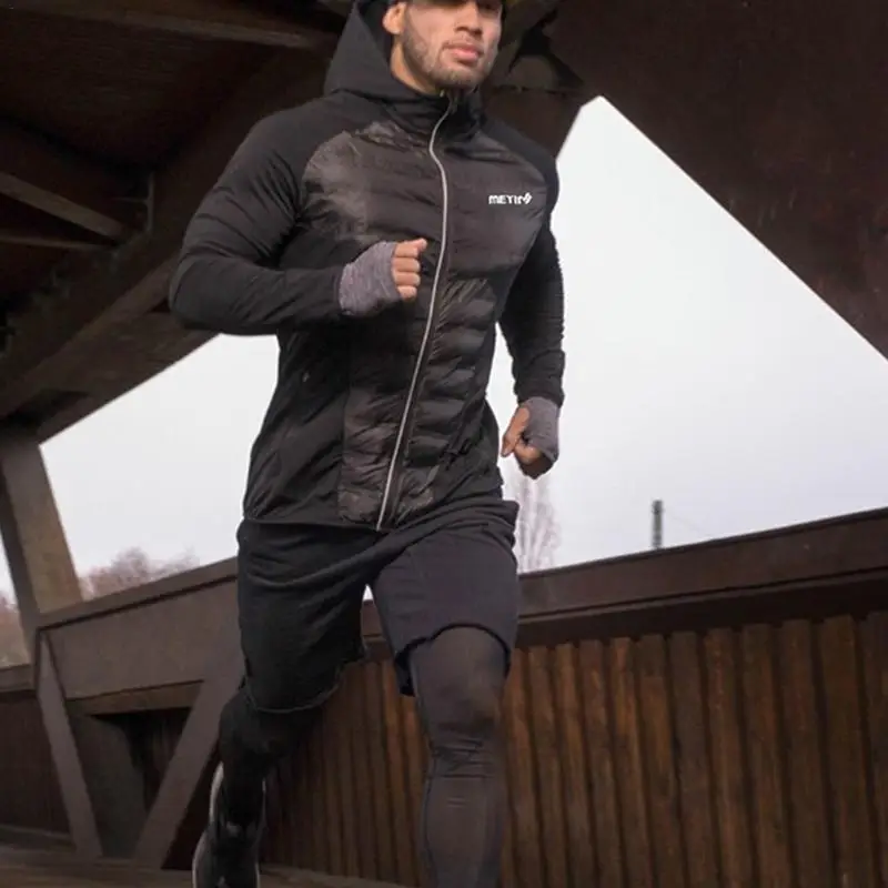 

Men's Casual Jacket Hooded Warm Windproof Breathable Reflective Cotton Clothes Suit For Winter Sports Exercise Outdoor Running