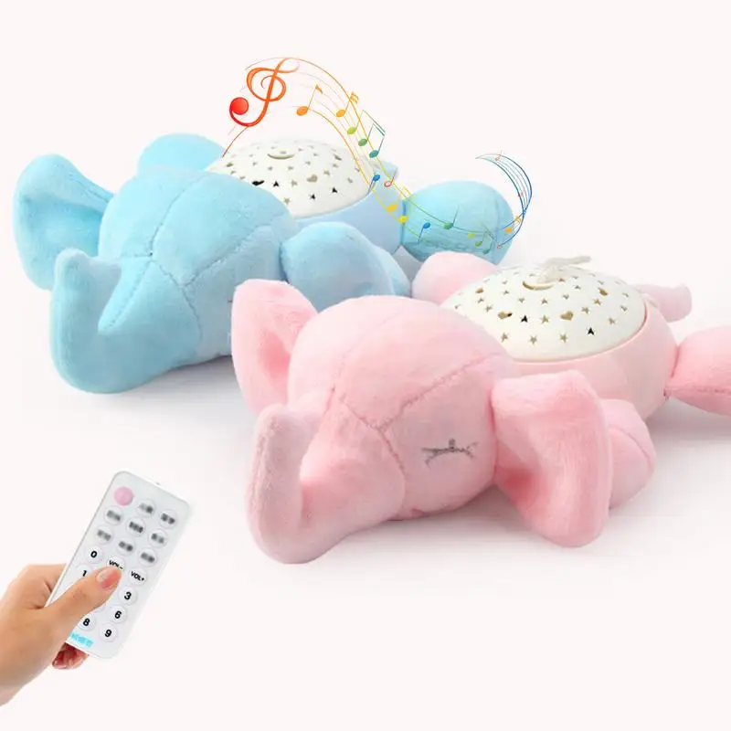 

Baby Sleep LED Lighting Music & Stars Projector Light Baby Stuffed elephant Led Night Lamp Plush Toys With Toys For Xmas gift