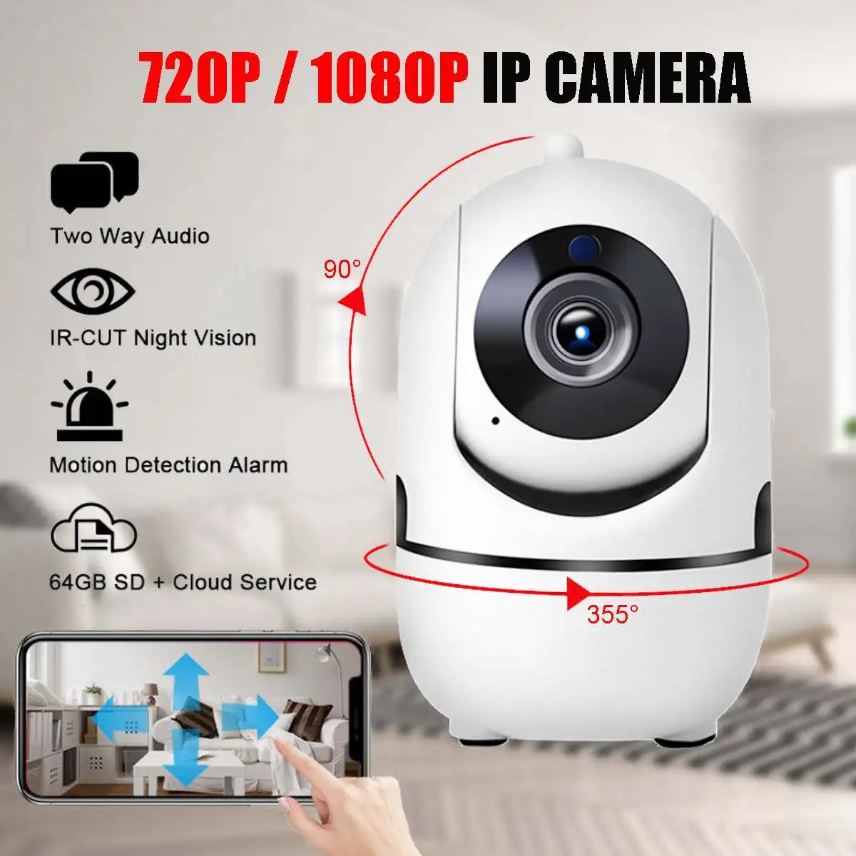 

HD 720P/1080P Wired Wireless Security Wifi IP Camera Night Vision Two Way Audio Smart Home Video System Baby Pet Home Office
