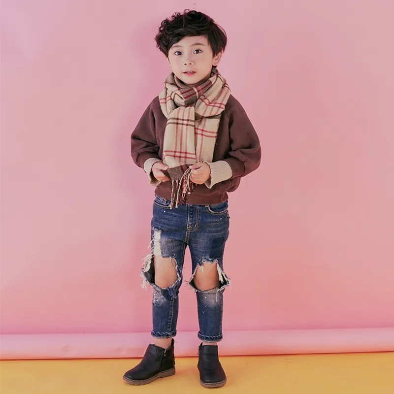 Winter Children Scarf Unisex Children Plaid Cashmere Boy Girls Scarf Fashion Warm Tassel Scarves For Children's  Christmas Gift