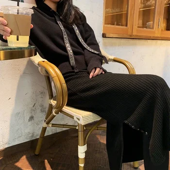 

Runway Winter Women's Sweatshirt Casual Solid Color Lace-up Hooded Diamond Sweatshirt