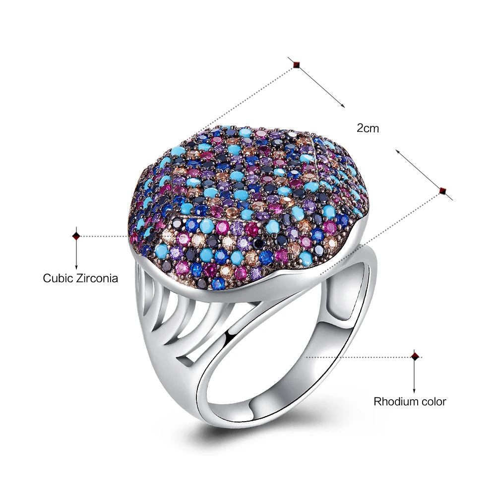 DreamCarnival 1989 Recommend New Hexagonal Silver Rings for Women Full Color Zircon Pave Bridal Wedding Ring Wholesale SJ31023RB