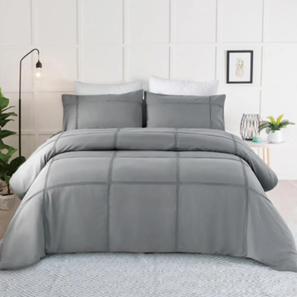 

Luxury Grey Twin FUll Queen king size soft Duvet cover fiber reactive prints quilt cover only bedding set 3Pcs