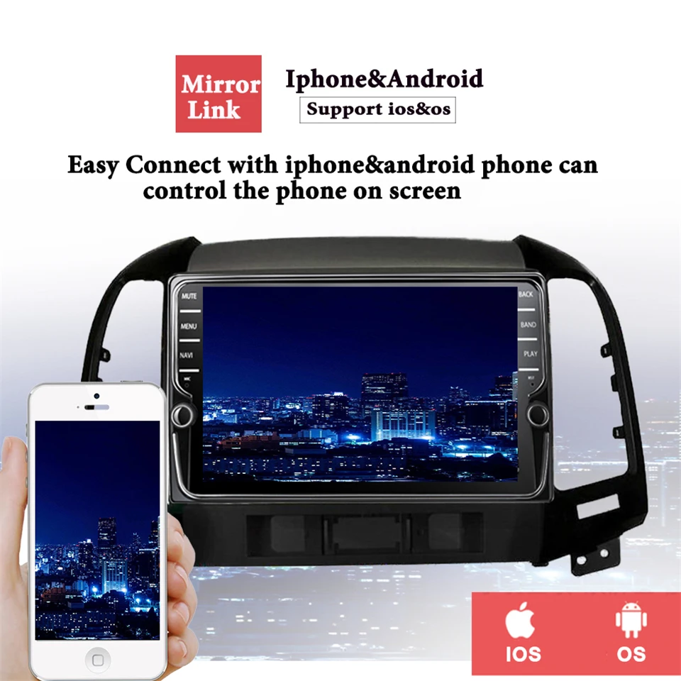 Perfect 4+64G car radio multimedia dvd player 2 DIN android 9.1 For Hyundai Santa Fe 2005-2012 gps navigation stereo DSP video Cassette 3