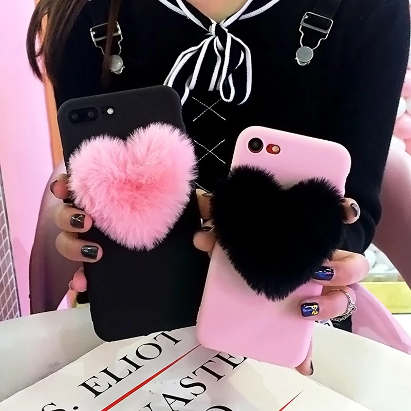 

Luxury Cartoon Love Heart case For Samsung Galaxy J3 J5 J7 Pro J2 Prime 2017 J2 Pro Rabbit Fur Plush Super Cute Soft TPU Cover