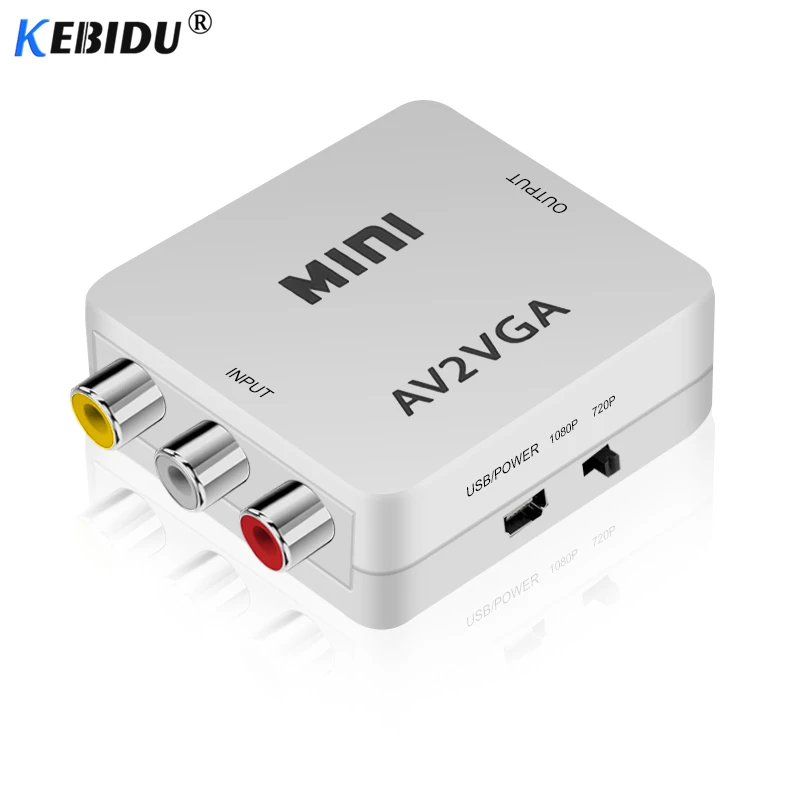 Конвертер видео KEBIDU Mini HD AV2VGA конвертер AV RCA CVBS в VGA с аудио 3 5 мм для ПК HDTV|Кабели VGA| |