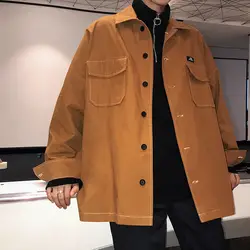 2019 Для мужчин с узором для отдыха Мода Уличная Марка Курточка бомбер Для мужчин декоративные карманы мужской пальто одноцветное Цвет