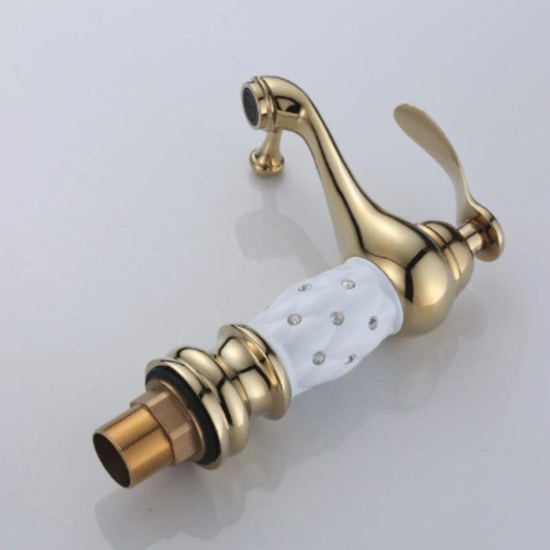 Preise Becken Armaturen Messing Mit Diamant Bad Wasserhahn Gold Mischbatterie Klassischen Europäischen Einzigen Handgriff Hot   Cold Waschbecken Wasserhahn