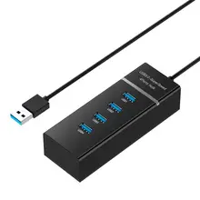 AAAJ-высокая Скорость 4 Порты и разъёмы USB 3,0 Multi HUB разветвитель расширения настольных ПК ноутбук адаптер переменного тока
