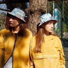 Модные шляпы с принтом для мужчин и женщин в рыбацком стиле, для пары, Панама, шляпа на лето, осень, весну, хлопковые шапки с двухсторонним рисунком, можно носить