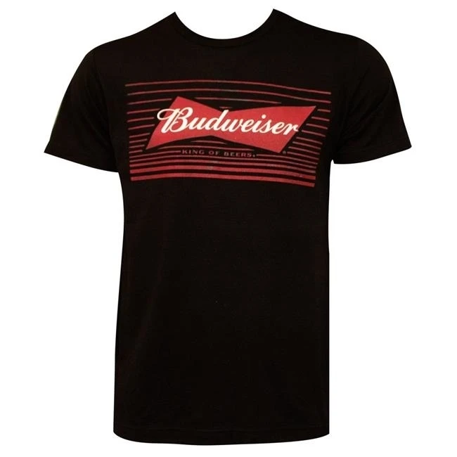 Budweiser 45103M Red Box Bow Tie Logo Tshirt Black - Medium |